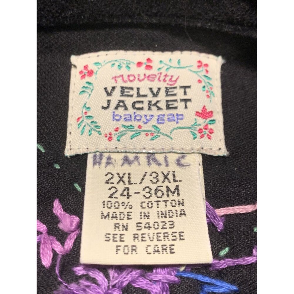 Baby Gap 24-36M Velvet Embroidered Cotton Floral Jacket Black Multi - Picture 3 of 7